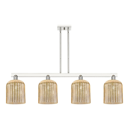 Innovations Bridal Veil 51in 4-Light Island Light | Industrial Polished Nickel and Mercury Ribbed Glass | Kitchen Island & | Model 716-4I-PN-G559-8ME
