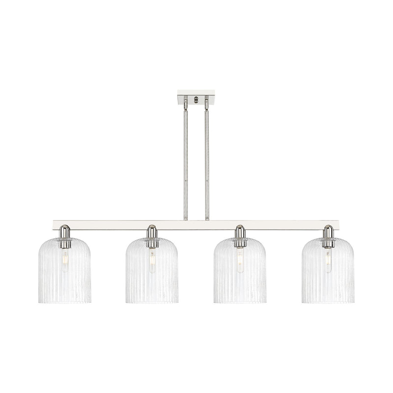 Innovations Bridal Veil 51in 4-Light Island Light | Industrial Polished Nickel Steel and Seedy Ribbed Glass | Kitchen Island & | Model 716-4I-PN-G559-8SDY