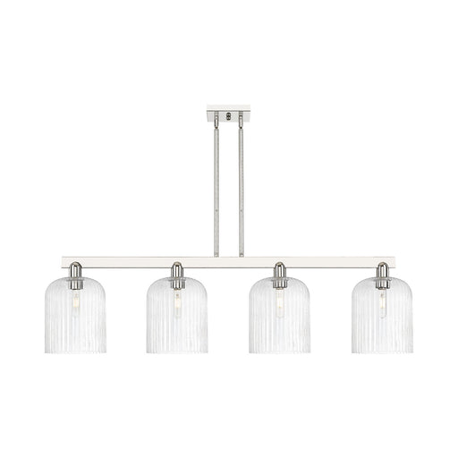 Innovations Bridal Veil 51in 4-Light Island Light | Industrial Polished Nickel Steel and Seedy Ribbed Glass | Kitchen Island & | Model 716-4I-PN-G559-8SDY
