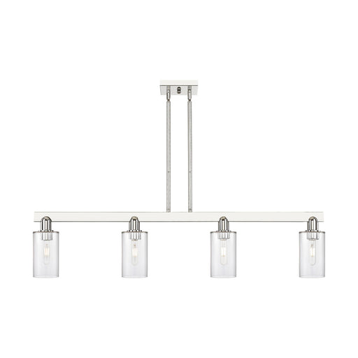 Innovations Clymer 47in 4-Light Island Light | Industrial Polished Nickel and Clear Glass | Kitchen Island | 46.62 x 9.75 in | Model 716-4I-PN-G802