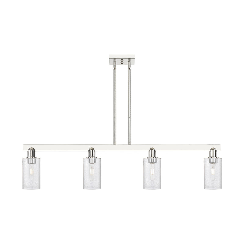 Innovations Clymer 47in 4-Light Island Light | Industrial Polished Nickel and Seedy Glass | Kitchen Island | 46.62 x 9.75 in | Model 716-4I-PN-G804