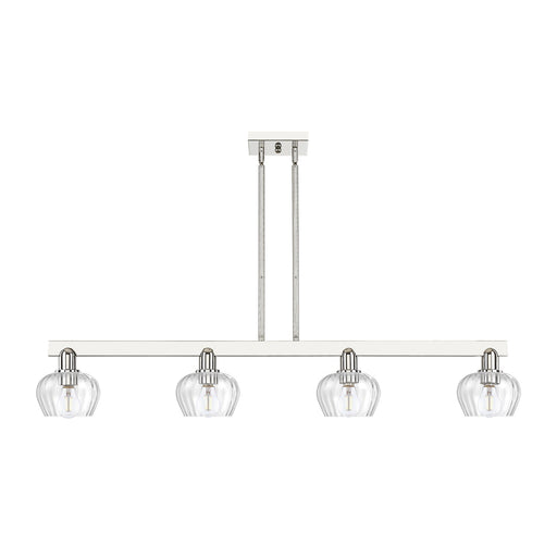 Innovations Fenton 49in 4-Light Island Light | Industrial Polished Nickel and Clear Ribbed Glass | Kitchen Island | Model 716-4I-PN-G92