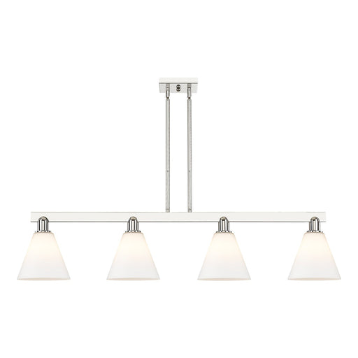 Innovations Berkshire Glass 51in 4-Light Island Light | Industrial Polished Nickel and Matte White Glass | Kitchen Island & | Model 716-4I-PN-GBC-81
