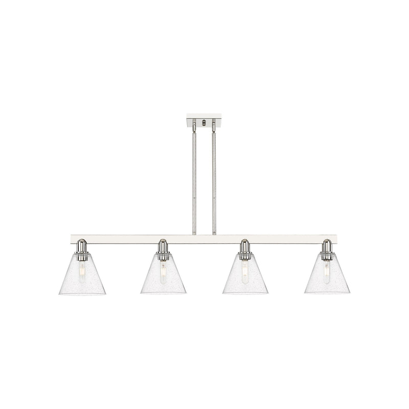 Innovations Berkshire Glass 51in 4-Light Island Light | Industrial Polished Nickel and Seedy Glass | Kitchen Island & Dining Room | Model 716-4I-PN-GBC-84