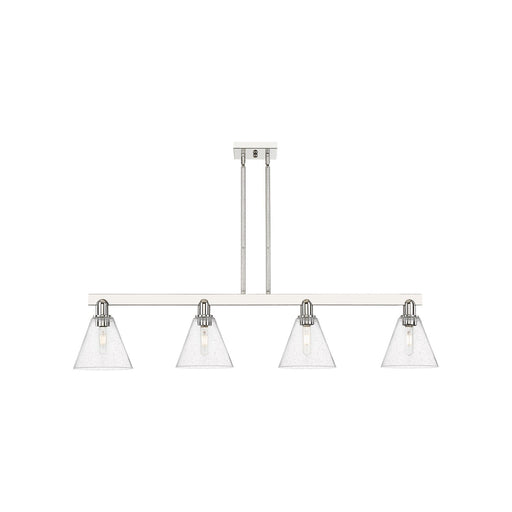 Innovations Berkshire Glass 51in 4-Light Island Light | Industrial Polished Nickel and Seedy Glass | Kitchen Island & Dining Room | Model 716-4I-PN-GBC-84