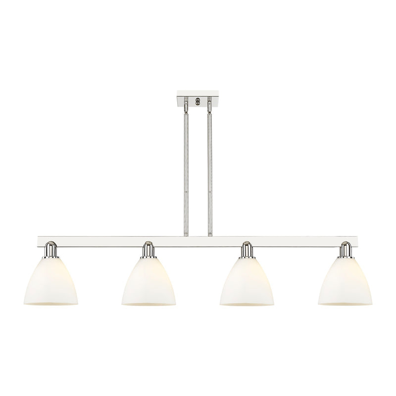 Innovations Bristol 50in 4-Light Island Light | Industrial Polished Nickel and Matte White Glass | Kitchen Island & Dining Room | Model 716-4I-PN-GBD-751