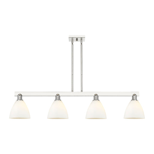 Innovations Bristol 50in 4-Light Island Light | Industrial Polished Nickel and Matte White Glass | Kitchen Island & Dining Room | Model 716-4I-PN-GBD-751