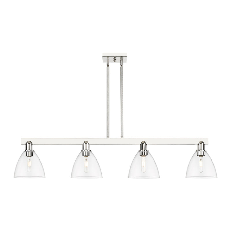 Innovations Bristol 50in 4-Light Island Light | Industrial Polished Nickel Steel and Clear Glass | Kitchen Island & Dining Room | Model 716-4I-PN-GBD-752