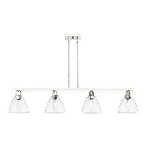 Innovations Bristol 50in 4-Light Island Light | Industrial Polished Nickel Steel and Clear Glass | Kitchen Island & Dining Room | Model 716-4I-PN-GBD-752