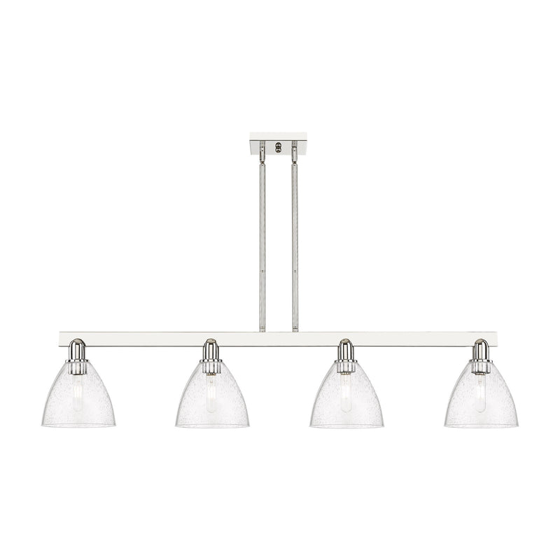 Innovations Bristol 50in 4-Light Island Light | Industrial Polished Nickel and Seedy Glass | Kitchen Island & Dining Room | Model 716-4I-PN-GBD-754
