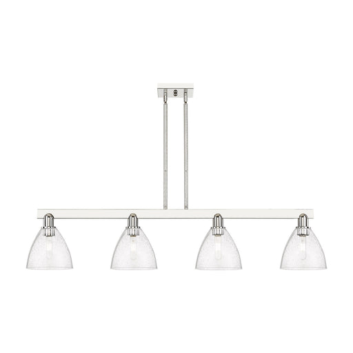 Innovations Bristol 50in 4-Light Island Light | Industrial Polished Nickel and Seedy Glass | Kitchen Island & Dining Room | Model 716-4I-PN-GBD-754