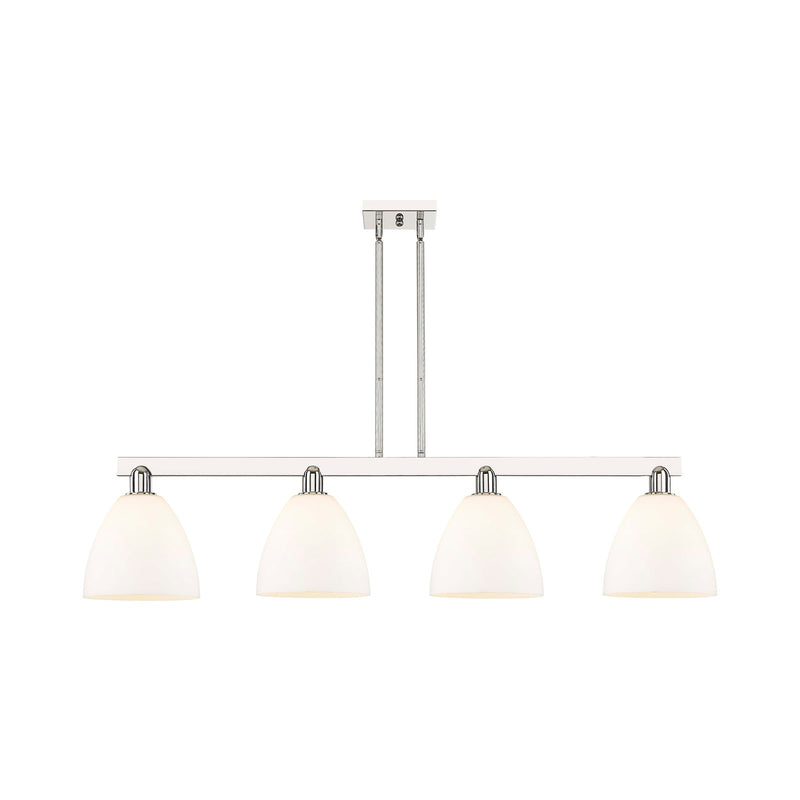 Innovations Bristol 52in 4-Light Island Light | Industrial Polished Nickel Steel and Matte White Glass | Kitchen Island & Dining | Model 716-4I-PN-GBD-91