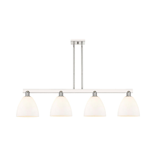 Innovations Bristol 52in 4-Light Island Light | Industrial Polished Nickel Steel and Matte White Glass | Kitchen Island & Dining | Model 716-4I-PN-GBD-91