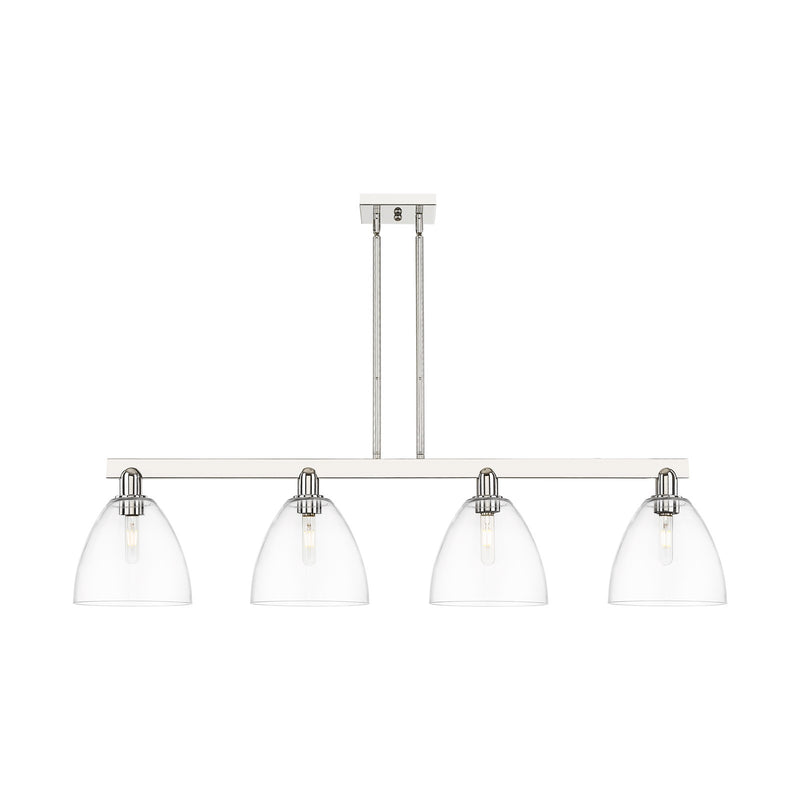 Innovations Bristol 52in 4-Light Island Light | Industrial Polished Nickel Steel and Clear Glass | Kitchen Island & Dining Room | Model 716-4I-PN-GBD-92