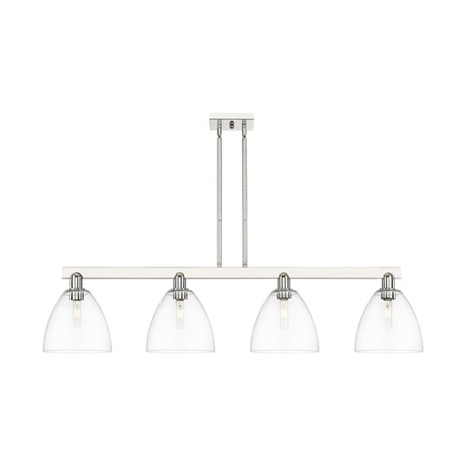 Innovations Bristol 52in 4-Light Island Light | Industrial Polished Nickel Steel and Clear Glass | Kitchen Island & Dining Room | Model 716-4I-PN-GBD-92