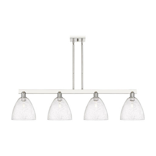 Innovations Bristol 52in 4-Light Island Light | Industrial Polished Nickel Steel and Seedy Glass | Kitchen Island & Dining Room | Model 716-4I-PN-GBD-94