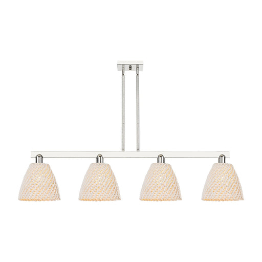 Innovations Bristol Natural 52in 4-Light Island Light | Industrial Polished Nickel and Natural Fiber Dome Shade | Kitchen | Model 716-4I-PN-NBD-9-NAT