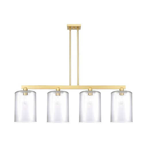 Innovations Cobbleskill 52in 4-Light Island Light | Industrial Satin Gold Steel and Clear Glass | Kitchen Island & Dining Room | Model 716-4I-SG-G112-L