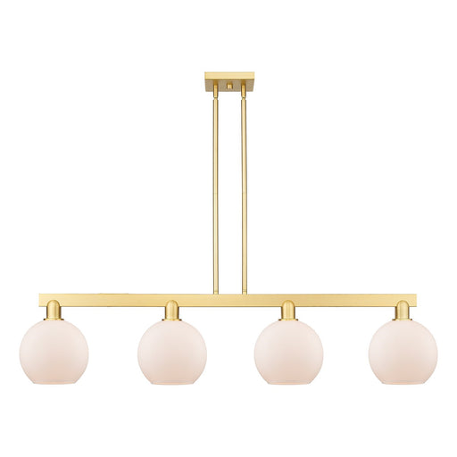 Innovations Athens 51in 4-Light Island Light | Industrial Satin Gold Steel and Matte White Glass | Kitchen Island & Dining Room | Model 716-4I-SG-G121-8