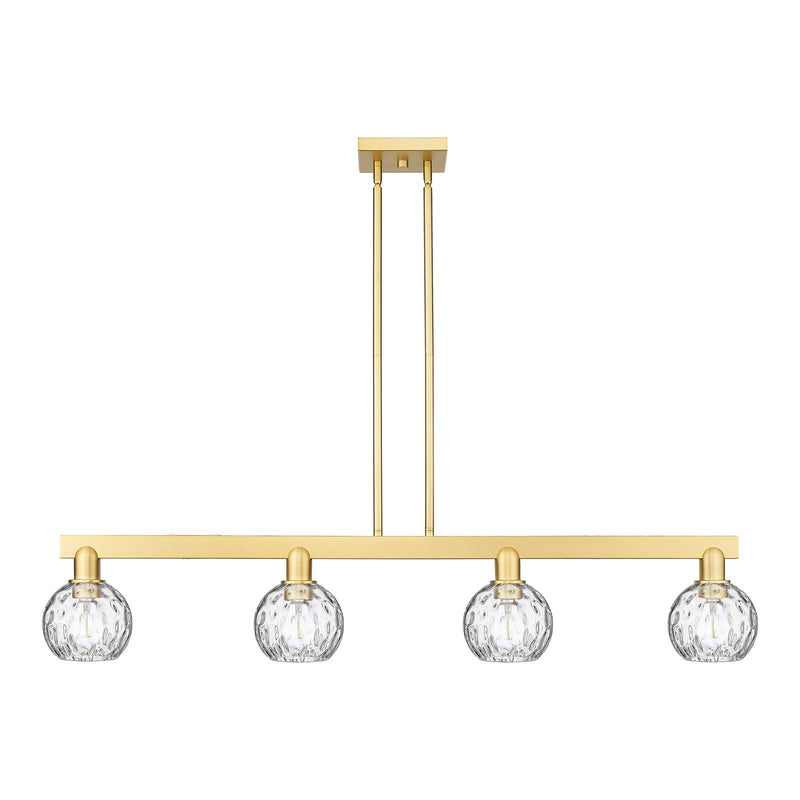 Innovations Athens Water Glass 49in 4-Light Island Light | Industrial Satin Gold Steel and Clear Glass | Kitchen Island & Dining | Model 716-4I-SG-G1215-6