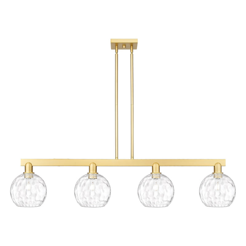 Innovations Athens Water Glass 51in 4-Light Island Light | Industrial Satin Gold Steel and Clear Glass | Kitchen Island & Dining | Model 716-4I-SG-G1215-8