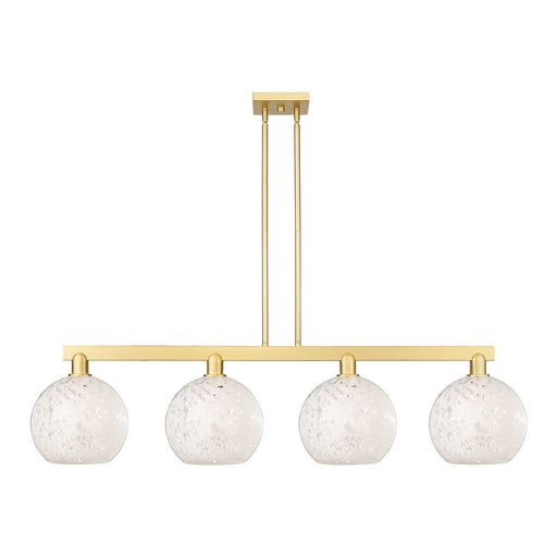 Innovations Arcadia 53in 4-Light Island Light | Industrial Satin Gold Steel and White Mouchette Glass | Kitchen Island & | Model 716-4I-SG-G1216-10WM