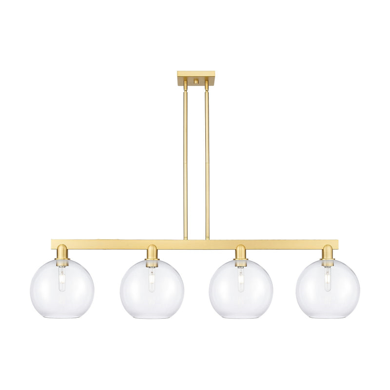 Innovations Athens 53in 4-Light Island Light | Industrial Satin Gold Steel and Clear Glass | Kitchen Island & Dining Room | Model 716-4I-SG-G122-10