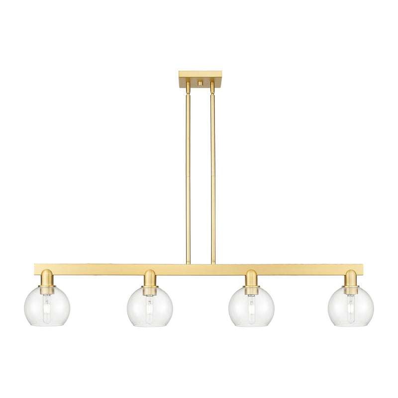 Innovations Athens 49in 4-Light Island Light | Industrial Satin Gold Steel and Clear Glass | Kitchen Island & Dining Room | Model 716-4I-SG-G122-6
