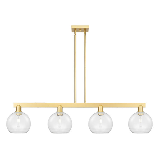 Innovations Athens 51in 4-Light Island Light | Industrial Satin Gold Steel and Clear Glass | Kitchen Island & Dining Room | Model 716-4I-SG-G122-8