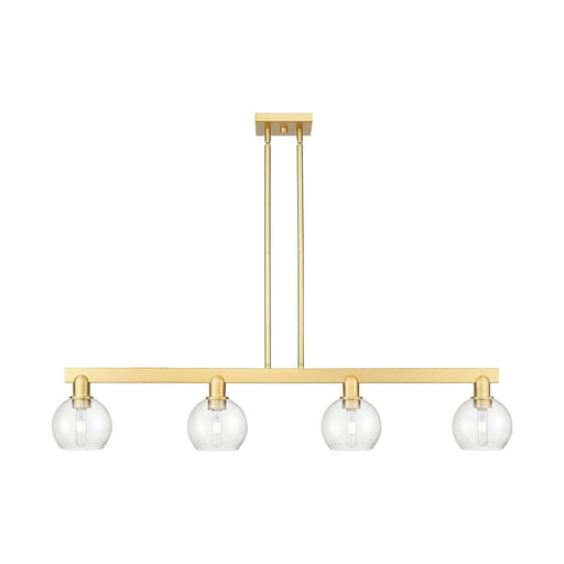 Innovations Athens 49in 4-Light Island Light | Industrial Satin Gold Steel and Seedy Glass | Kitchen Island & Dining Room | Model 716-4I-SG-G124-6