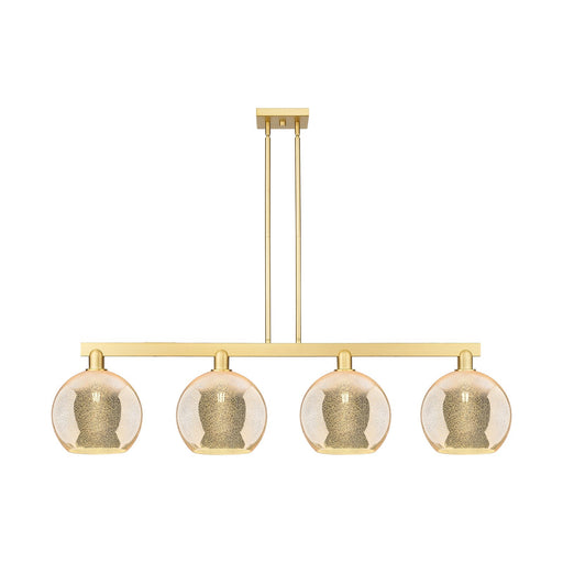 Innovations Athens 53in 4-Light Island Light | Industrial Satin Gold Steel and Mercury Glass | Kitchen Island & Dining Room | Model 716-4I-SG-G128-10