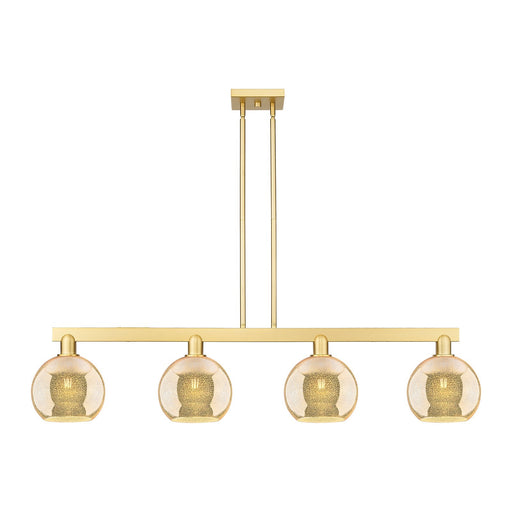 Innovations Athens 51in 4-Light Island Light | Industrial Satin Gold Steel and Mercury Glass | Kitchen Island & Dining Room | Model 716-4I-SG-G128-8