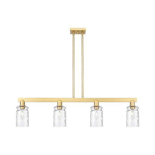 Innovations Candor 48in 4-Light Island Light | Industrial Satin Gold Steel and Clear Waterglass Glass | Kitchen Island & Dining | Model 716-4I-SG-G352