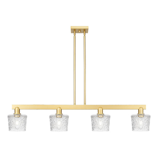 Innovations Niagara 49in 4-Light Island Light | Industrial Satin Gold Steel and Clear Glass | Kitchen Island & Dining Room | Model 716-4I-SG-G402