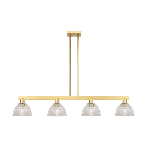 Innovations Arietta 51in 4-Light Island Light | Industrial Satin Gold Steel and Clear Glass | Kitchen Island & Dining Room | Model 716-4I-SG-G422