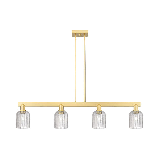 Innovations Bridal Veil 48in 4-Light Island Light | Industrial Satin Gold Steel and Clear Ribbed Glass | Kitchen Island & | Model 716-4I-SG-G559-5CL