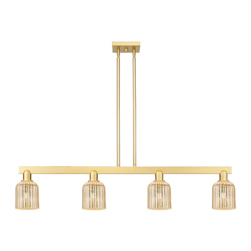 Innovations Bridal Veil 48in 4-Light Island Light | Industrial Satin Gold Steel and Mercury Bell Glass | Kitchen Island & | Model 716-4I-SG-G559-5ME