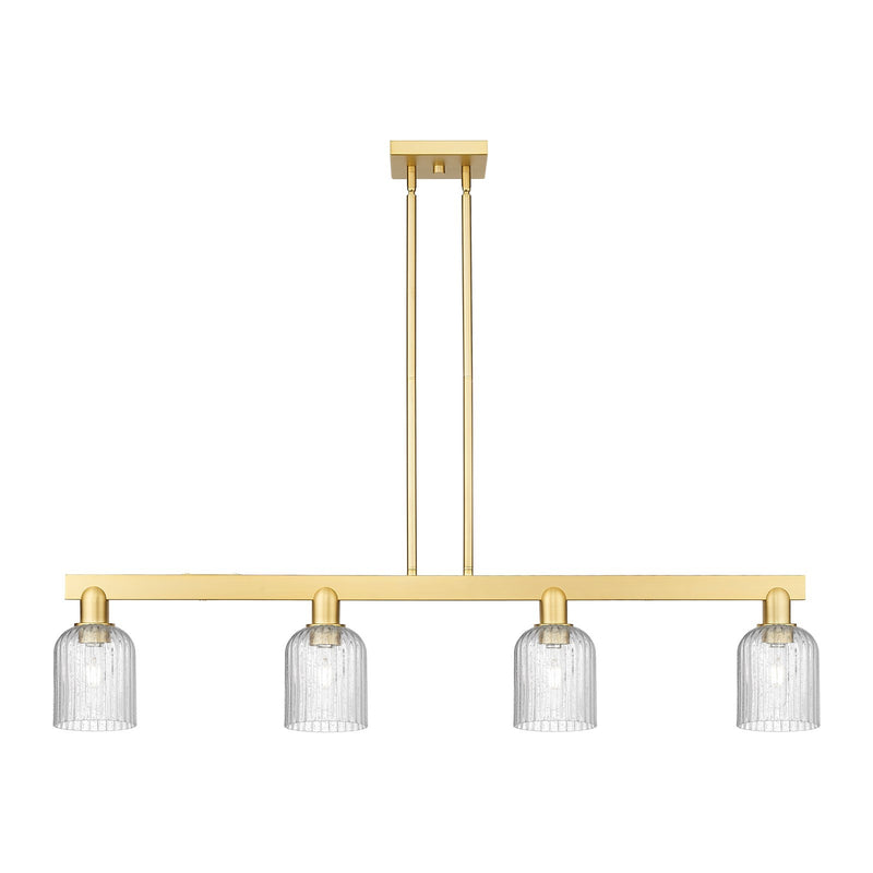 Innovations Bridal Veil 48in 4-Light Island Light | Industrial Satin Gold Steel and Seedy Ribbed Glass | Kitchen Island & | Model 716-4I-SG-G559-5SDY