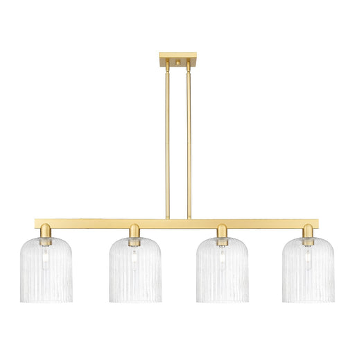 Innovations Bridal Veil 51in 4-Light Island Light | Industrial Satin Gold Steel and Cast Brass with Seedy Glass | Kitchen | Model 716-4I-SG-G559-8SDY