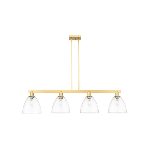Innovations Bristol 52in 4-Light Island Light | Industrial Satin Gold Steel and Clear Glass | Kitchen Island & Dining Room | Model 716-4I-SG-GBD-92