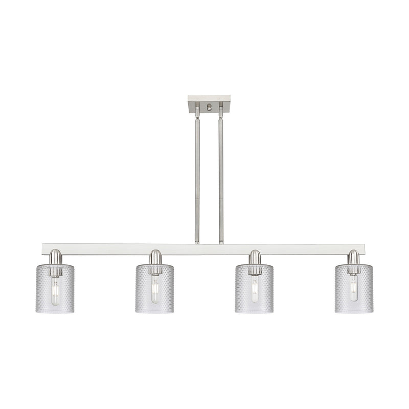 Innovations Cobbleskill 48in 4-Light Island Light | Industrial Brushed Satin Nickel Steel and Clear Glass | Kitchen Island & Dining | Model 716-4I-SN-G112