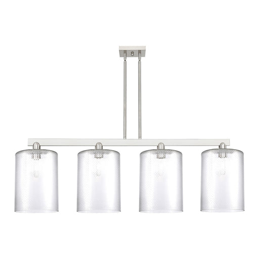 Innovations Cobbleskill 52in 4-Light Island Light | Industrial Brushed Satin Nickel Steel and Clear Glass | Kitchen Island & | Model 716-4I-SN-G112-L