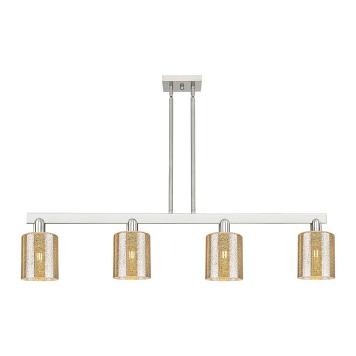 Innovations Cobbleskill 48in 4-Light Island Light | Industrial Brushed Satin Nickel Steel and Mercury Glass | Kitchen Island & | Model 716-4I-SN-G116