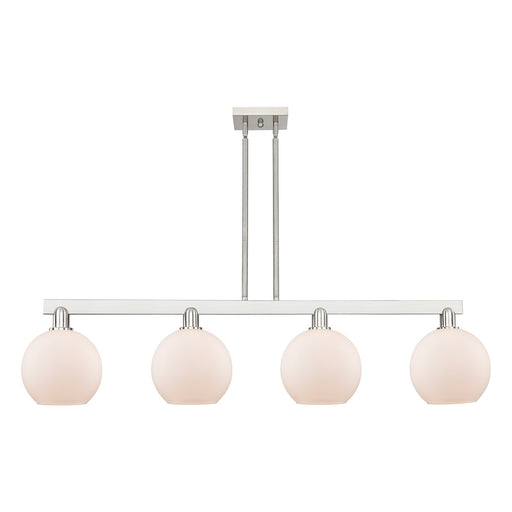 Innovations Athens 51in 4-Light Island Light | Industrial Brushed Satin Nickel and Matte White Glass | Kitchen Island & Dining | Model 716-4I-SN-G121-8