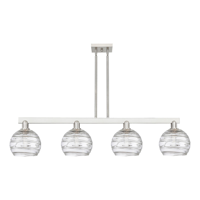 Innovations Athens Deco Swirl 51in 4-Light Island Light | Industrial Brushed Satin Nickel and Clear Glass | Kitchen Island & | Model 716-4I-SN-G1213-8CL