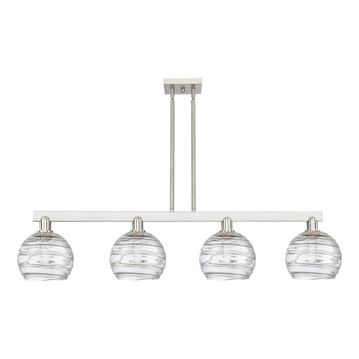 Innovations Athens Deco Swirl 51in 4-Light Island Light | Industrial Brushed Satin Nickel and Clear Glass | Kitchen Island & | Model 716-4I-SN-G1213-8CL