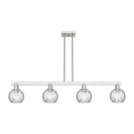Innovations Athens Water Glass 49in 4-Light Island Light | Industrial Brushed Satin Nickel and Clear Glass | Kitchen Island & | Model 716-4I-SN-G1215-6