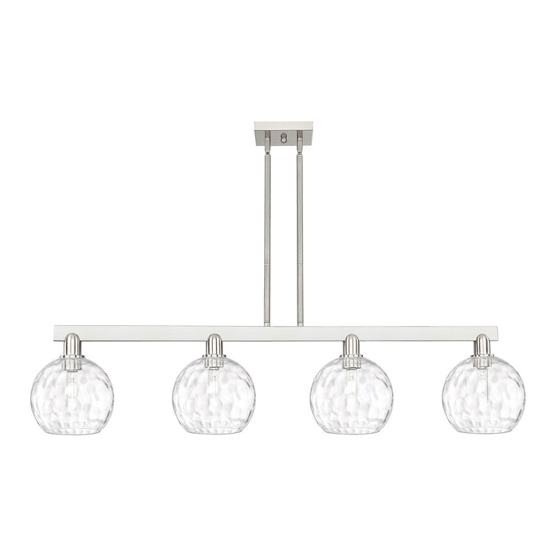 Innovations Athens Water Glass 51in 4-Light Island Light | Industrial Brushed Satin Nickel and Clear Glass | Kitchen Island & | Model 716-4I-SN-G1215-8