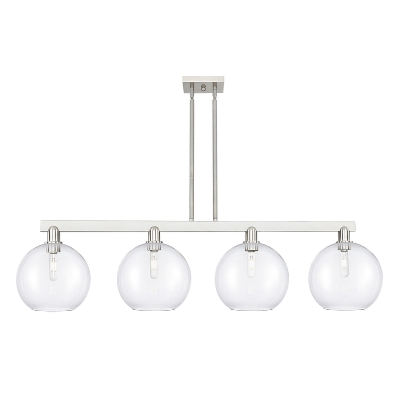 Innovations Athens 53in 4-Light Island Light | Industrial Brushed Satin Nickel Steel and Clear Glass | Kitchen Island & Dining | Model 716-4I-SN-G122-10