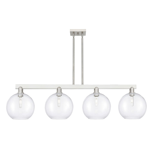 Innovations Athens 53in 4-Light Island Light | Industrial Brushed Satin Nickel Steel and Clear Glass | Kitchen Island & Dining | Model 716-4I-SN-G122-10